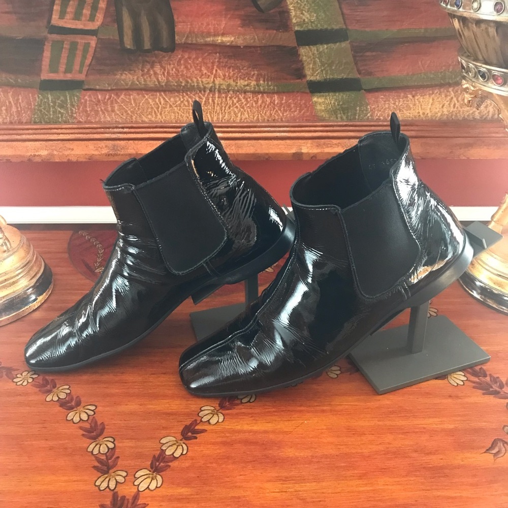Prada Men’s Vintage Ankle Boots Size 8 Black Patent Leather - Picture 3 of 9